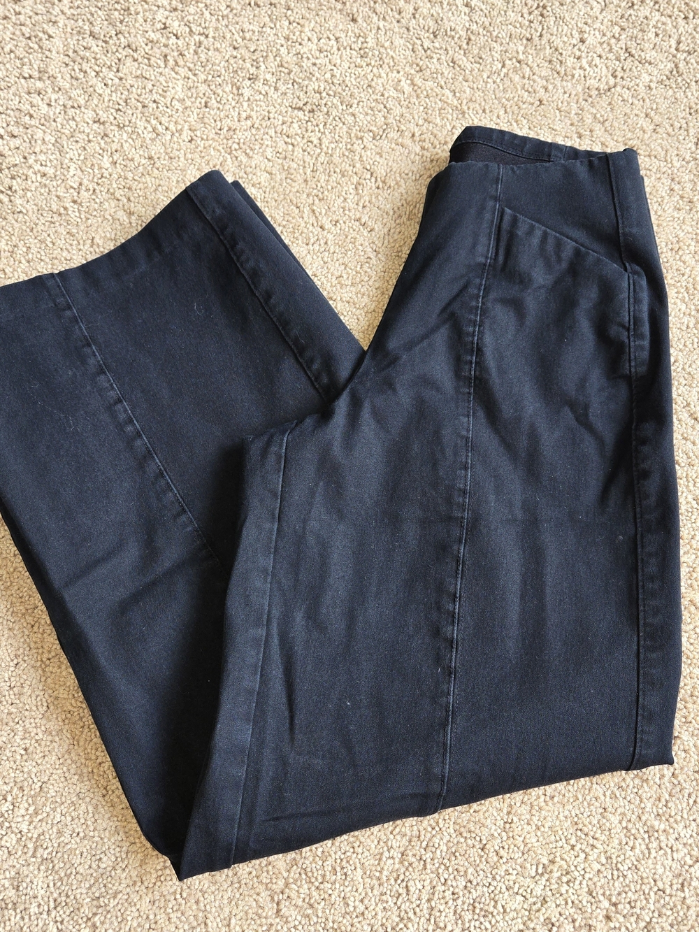 Old Navy Women XS Black High Rise Wide Leg Seamed Stretch Trousers Pants Pull On
